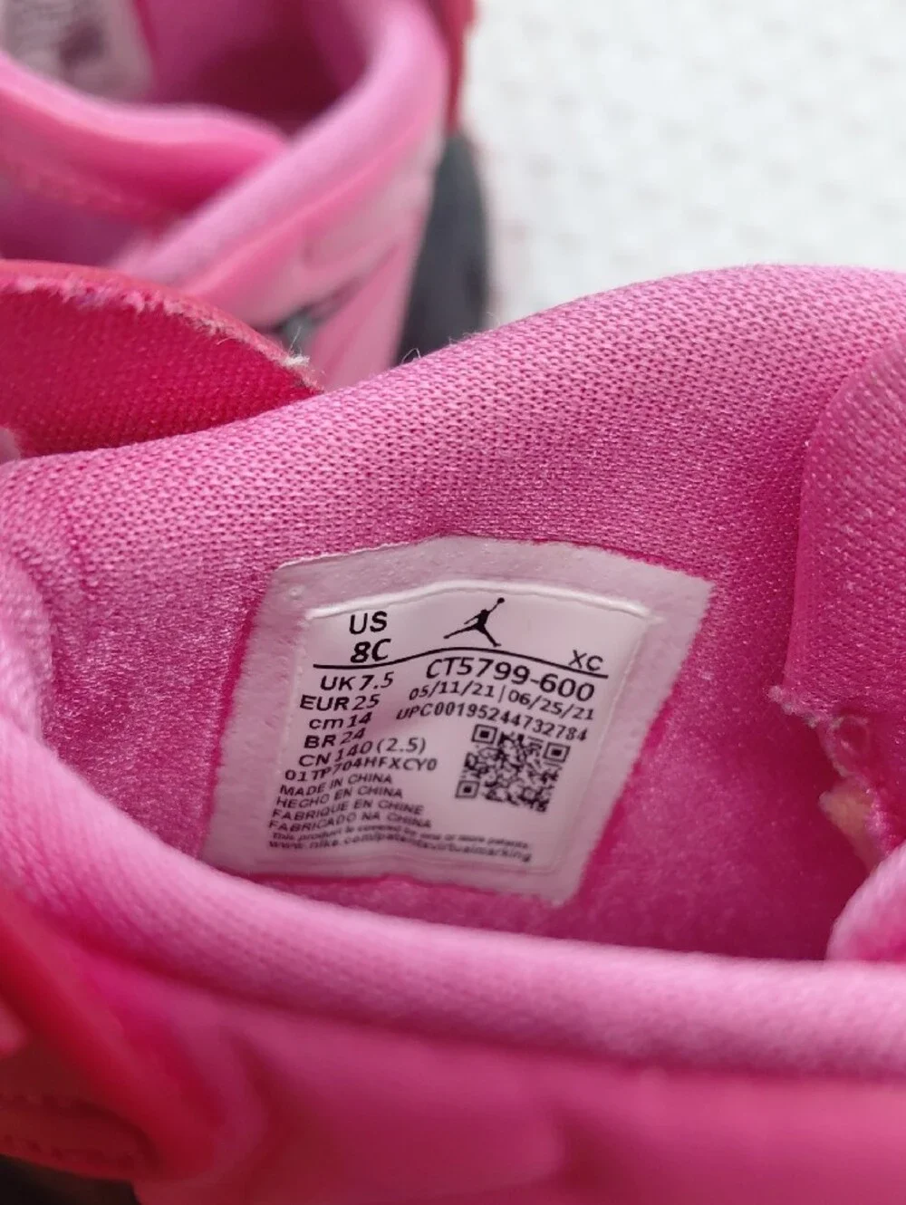 NIKE AIR JORDAN DRIP 23 GIRLS RAIN BOOT PINK BLACK SZ 8C
